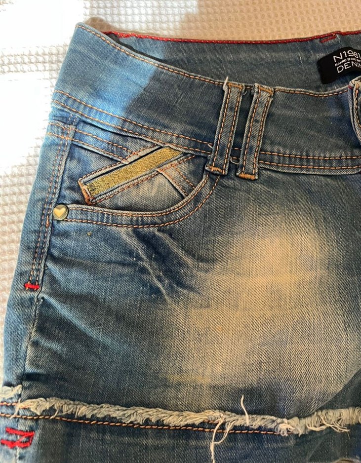Düğmeli Koyu Mavi Mini Denim Şort - Görsel 3