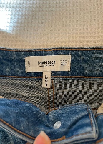 Kadın Kot Şort, Normal Boy, Tokalı, Mavi - Görsel 2