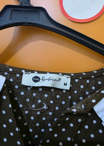 puantiyeli kahverengi midi elbise - Görsel 2