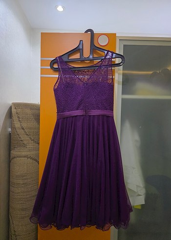 Mor Detaylı Abiye Elbise - Görsel 2