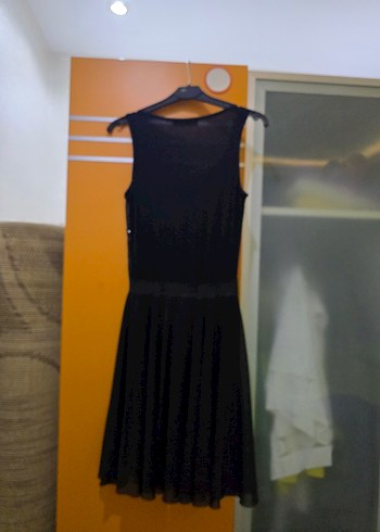 Siyah Pilili Midi Kadın Abiye Elbise - Görsel 3