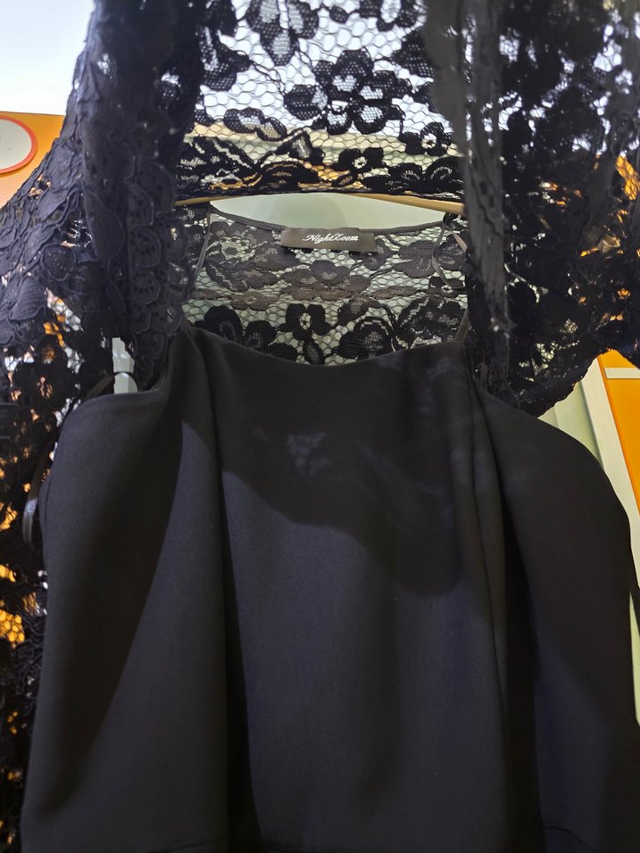 Dantel Detaylı Siyah Mini Abiye Elbise - Görsel 2