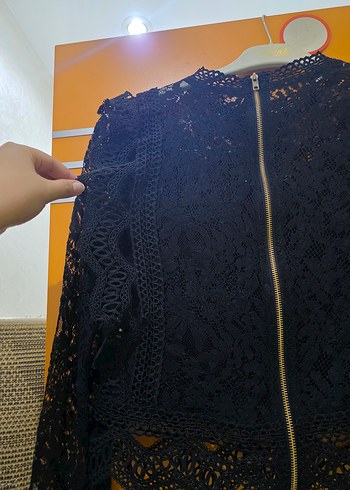 Dantelli Siyah Mini Bluz - Görsel 4