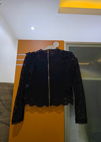 Dantelli Siyah Mini Bluz - Görsel 3