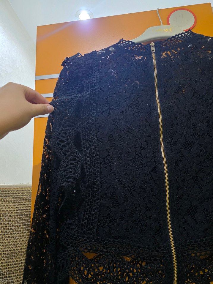 Dantelli Siyah Mini Bluz - Görsel 4