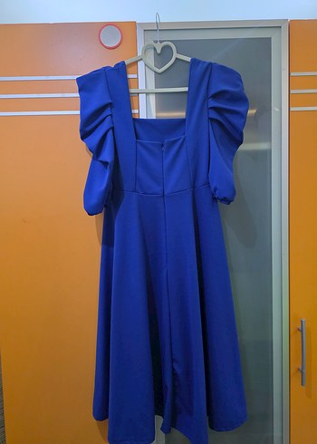 Saks Mavi midi Kadın Elbise - Görsel 2