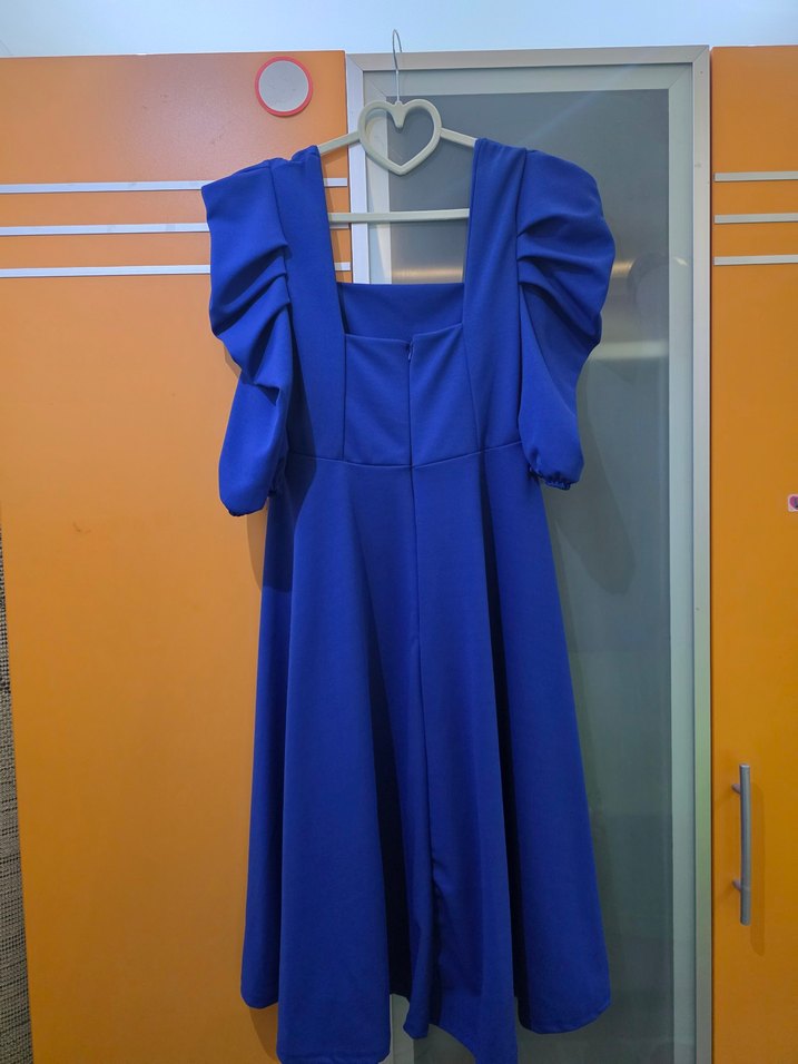 Saks Mavi midi Kadın Elbise - Görsel 2