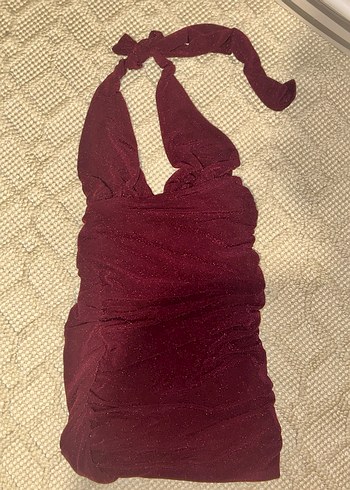 Bordo Drapeli Kadın Bohem Stil Wrap - Görsel 2