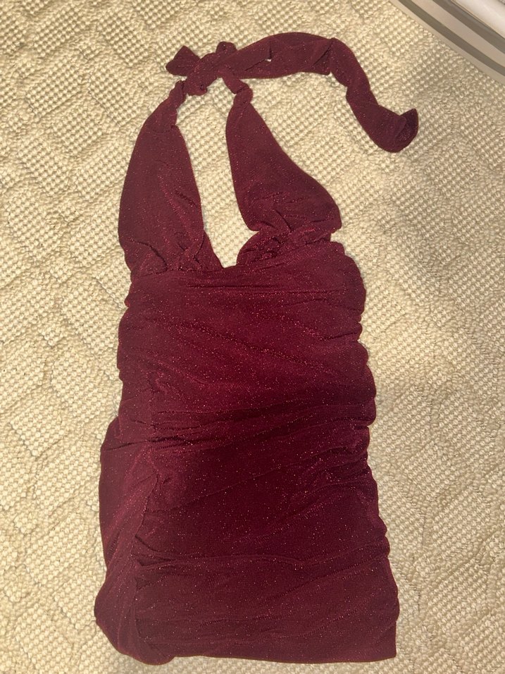 Bordo Drapeli Kadın Bohem Stil Wrap - Görsel 2