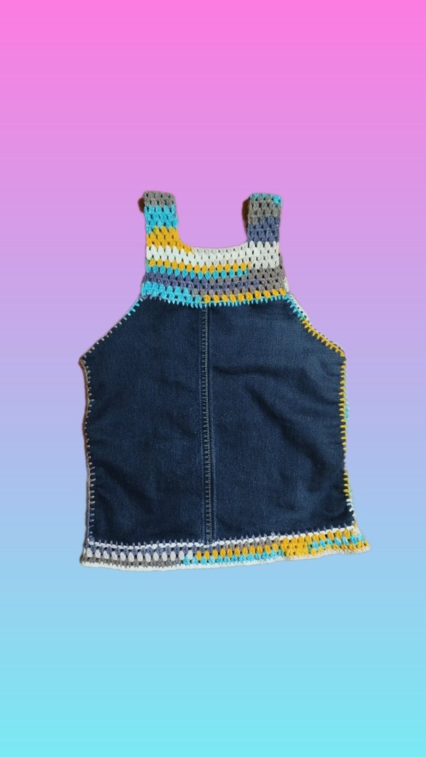 El Örgüsü Detaylı Kot Bebek Elbisesi - Görsel 2