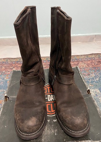 Kahverengi Deri Tokalı Biker erkek Bot - Görsel 4