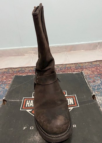 Kahverengi Deri Tokalı Biker erkek Bot - Görsel 5