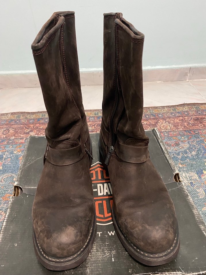 Kahverengi Deri Tokalı Biker erkek Bot - Görsel 4