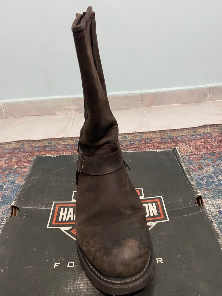 Kahverengi Deri Tokalı Biker erkek Bot - Görsel 5