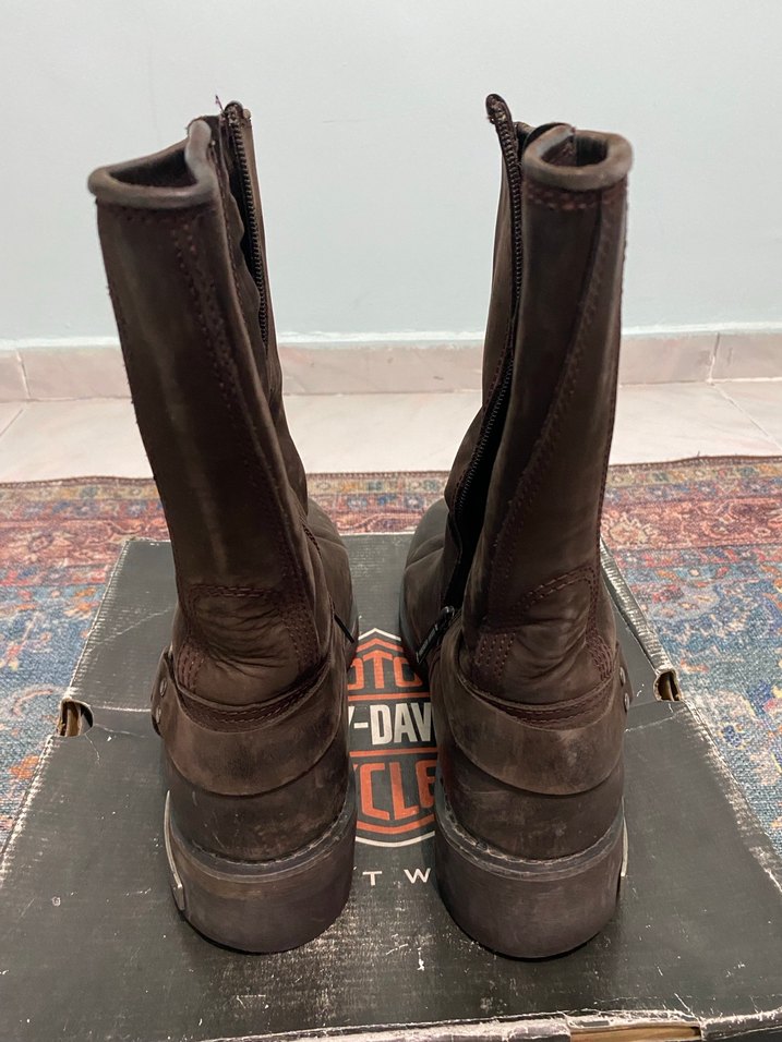 Kahverengi Deri Tokalı Biker erkek Bot - Görsel 3