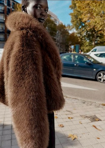 Zara viral kısa kürk kaban - Görsel 3
