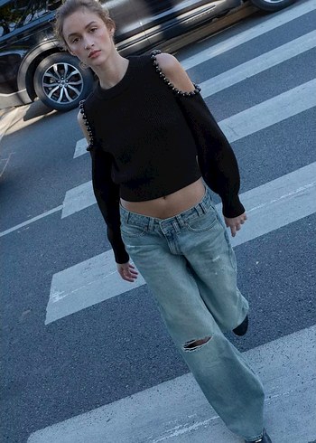 Zara pencere detaylı kazak - Görsel 4