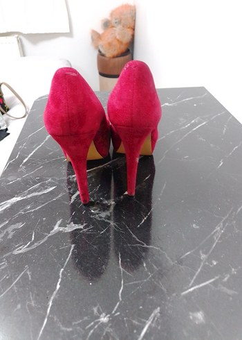 Pembe Süet Platform Topuklu Kadın Stiletto - Görsel 3