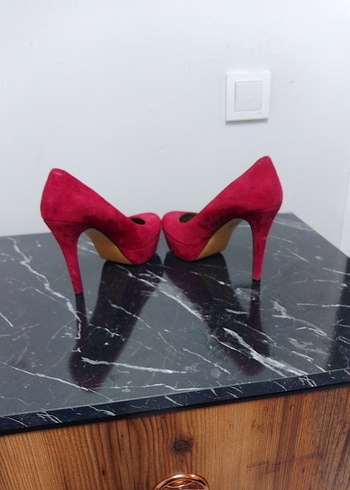 Pembe Süet Platform Topuklu Kadın Stiletto - Görsel 5