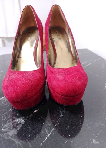 Pembe Süet Platform Topuklu Kadın Stiletto - Görsel 2