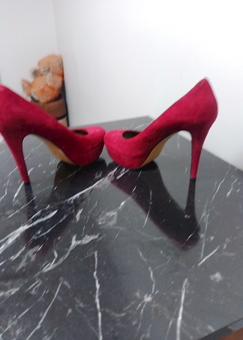 Pembe Süet Platform Topuklu Kadın Stiletto - Görsel 4