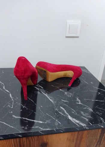 Pembe Süet Platform Topuklu Kadın Stiletto - Görsel 6