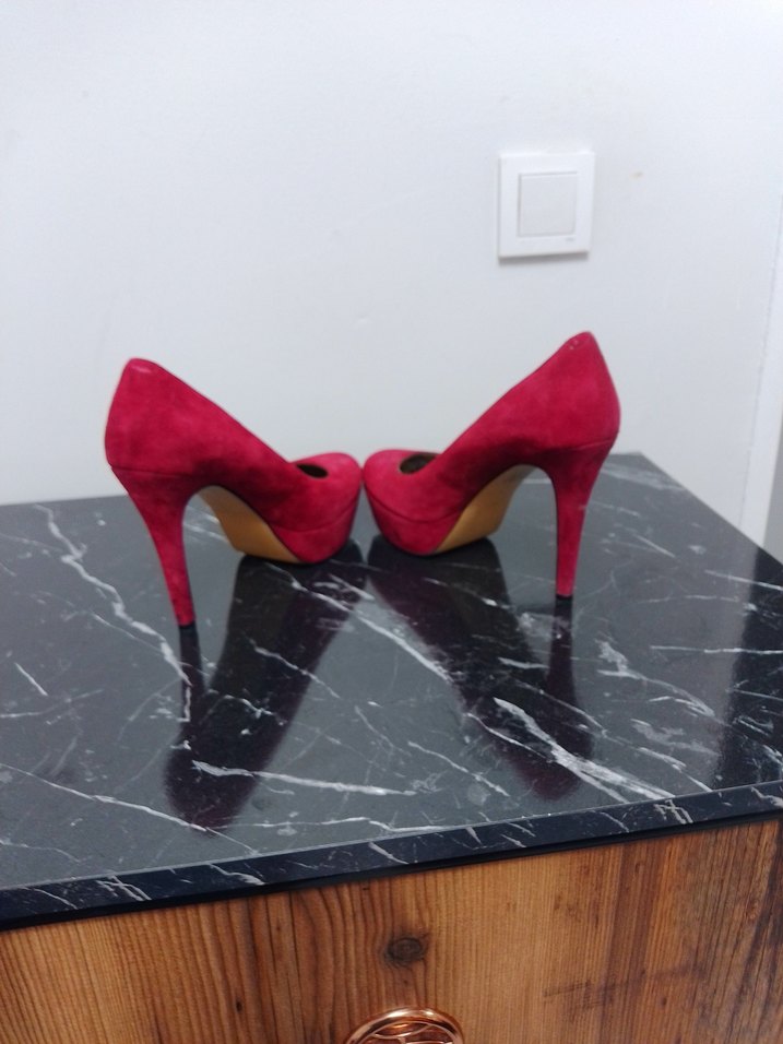 Pembe Süet Platform Topuklu Kadın Stiletto - Görsel 5