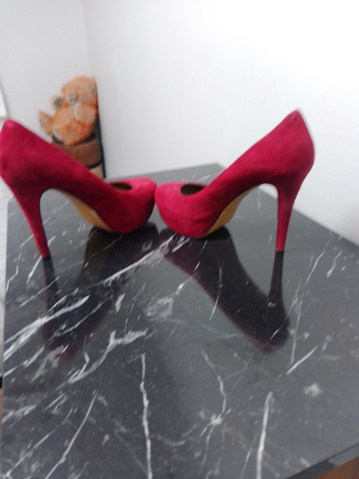 Pembe Süet Platform Topuklu Kadın Stiletto - Görsel 4