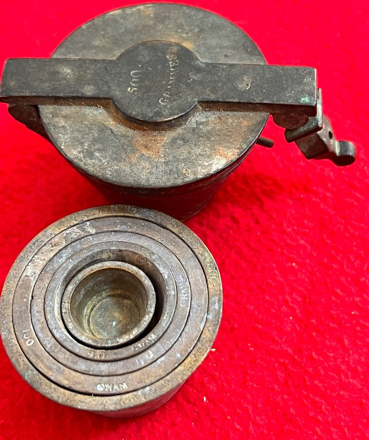 Orjınal yazılı damgalı bronz eczacı ölçeği - Görsel 2