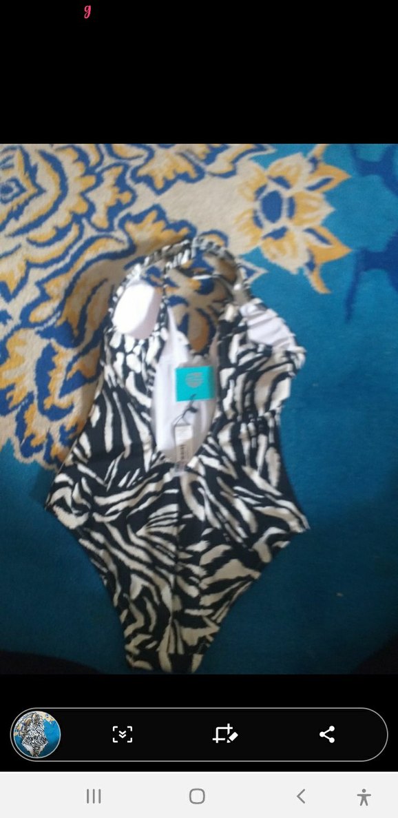 Zebra Desenli Drapeli Kadın Mayo - Görsel 2