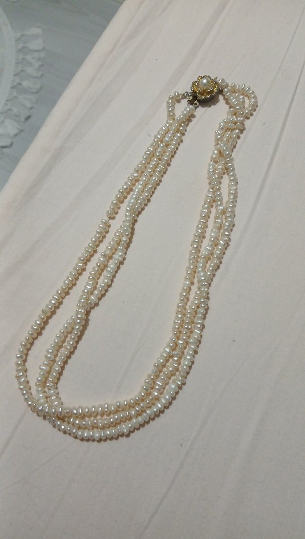 Uzun Beyaz Boncuklu Vintage Kadın Kolye Seti - Görsel 2