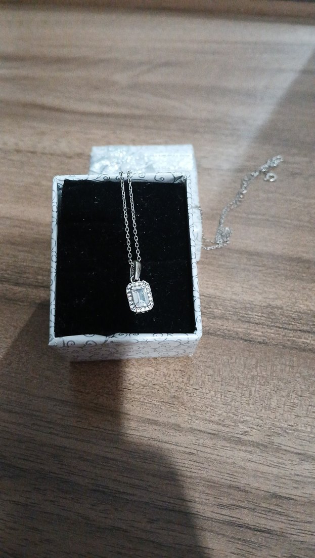 gümüş baget şık taşlı kolye - Görsel 3