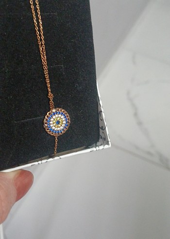 nazar boncuklu has gümüş şık kolye - Görsel 3