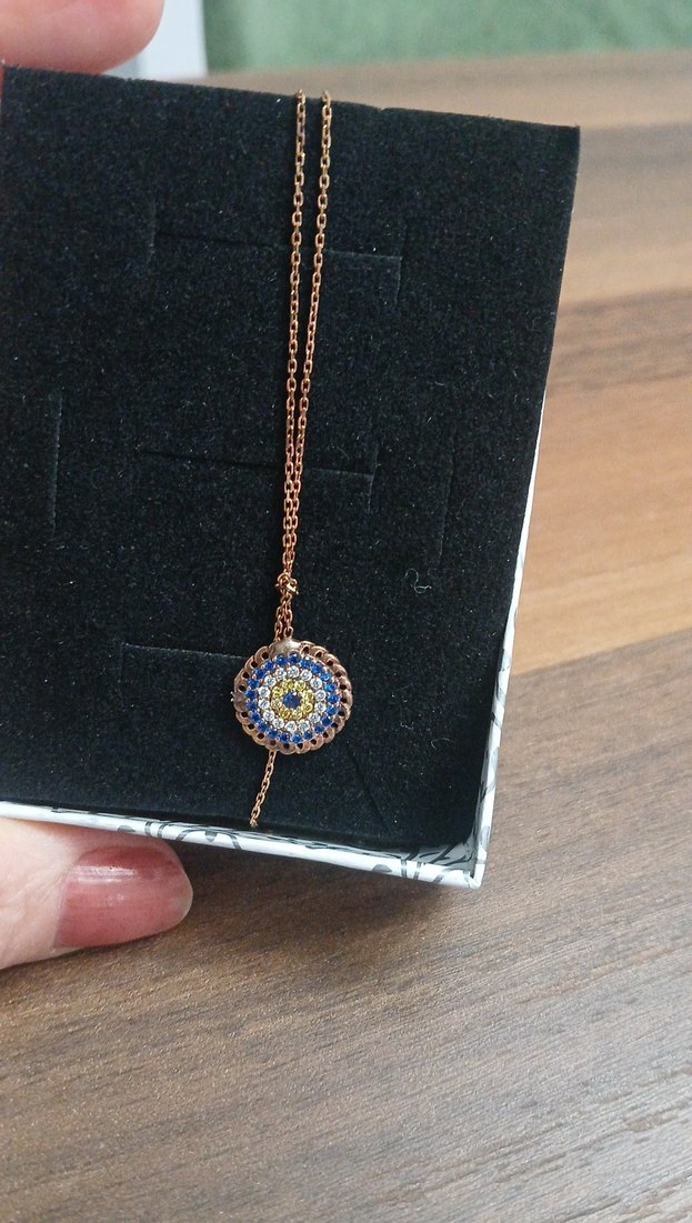 nazar boncuklu has gümüş şık kolye - Görsel 5