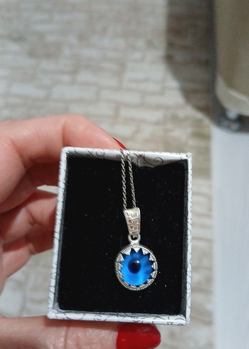 nazar boncuklu gümüş şık kolye - Görsel 2