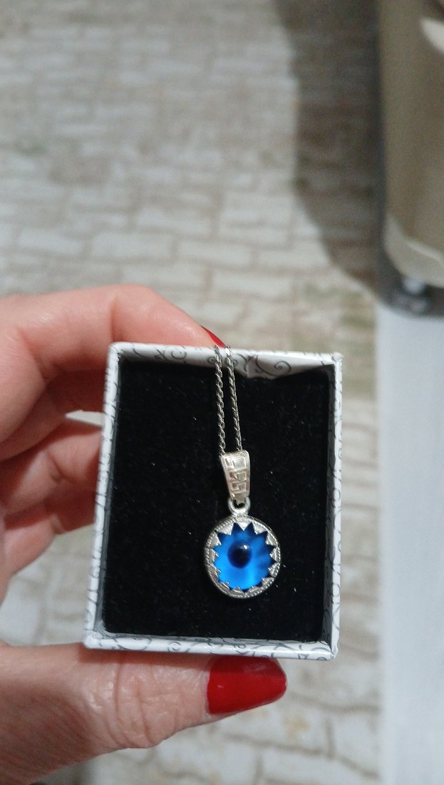 nazar boncuklu gümüş şık kolye - Görsel 2