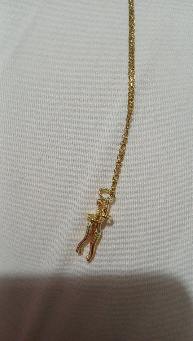 Zincir Detaylı Altın Renk Midi Kolye - Görsel 2