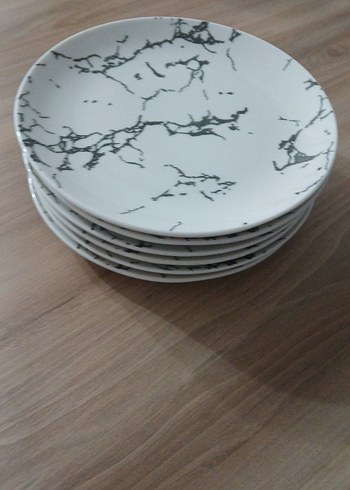 Gri Mermer Desenli Beyaz Tabak - Görsel 2