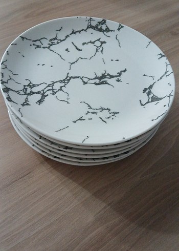 Gri Mermer Desenli Beyaz Tabak - Görsel 3