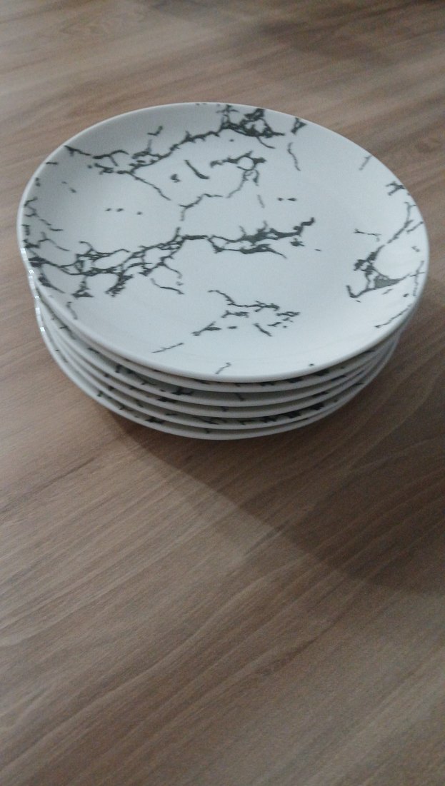 Gri Mermer Desenli Beyaz Tabak - Görsel 2