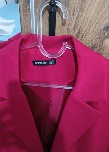 Kırmızı Kadın Düğmeli Ofis Blazeri - Görsel 2