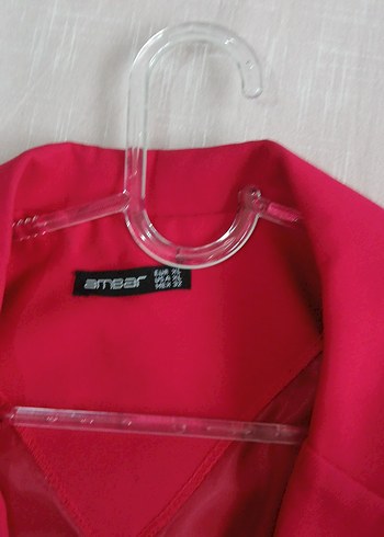 Kırmızı Kadın Düğmeli Ofis Blazeri - Görsel 4