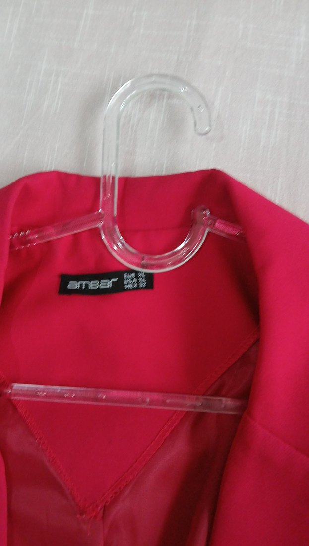 Kırmızı Kadın Düğmeli Ofis Blazeri - Görsel 4