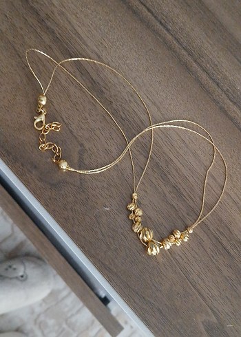 Uzun Boncuklu Altın Kadın Kolye - Görsel 6