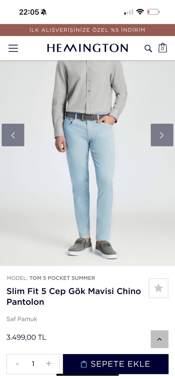 Hemington Düğmeli sarı  erkek Pantolon - Görsel 4