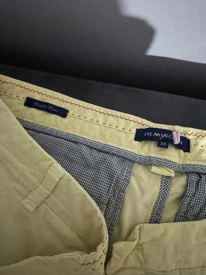 Hemington Düğmeli sarı  erkek Pantolon - Görsel 2