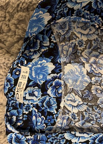 Koyu Mavi çiçek desenli elbise yazlık - Görsel 2