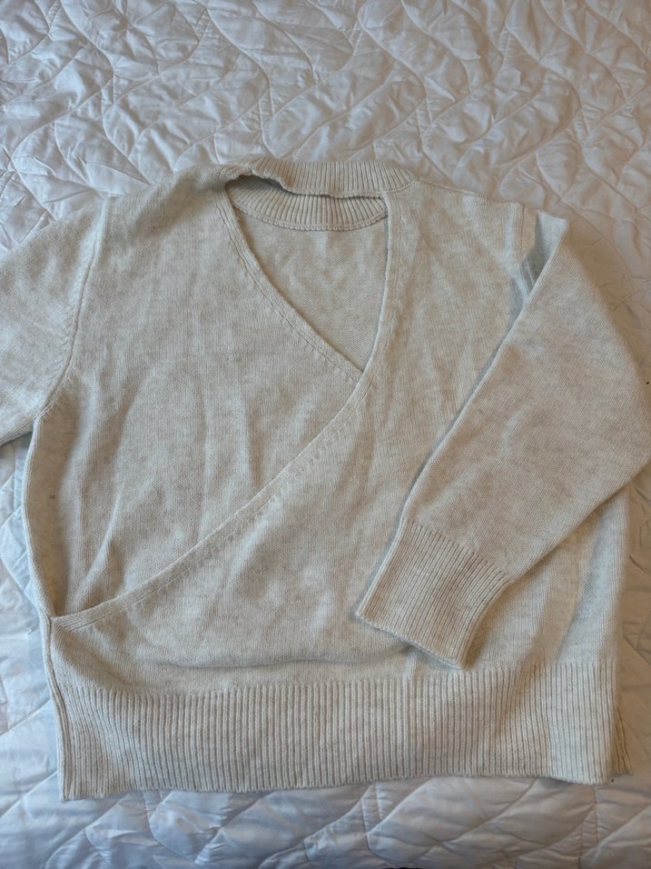 Bej Kadın Triko Bisiklet Yaka Kazak - Görsel 2