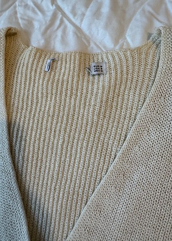 Beyaz V Yakalı Örgü Kadın Kazak - Görsel 3