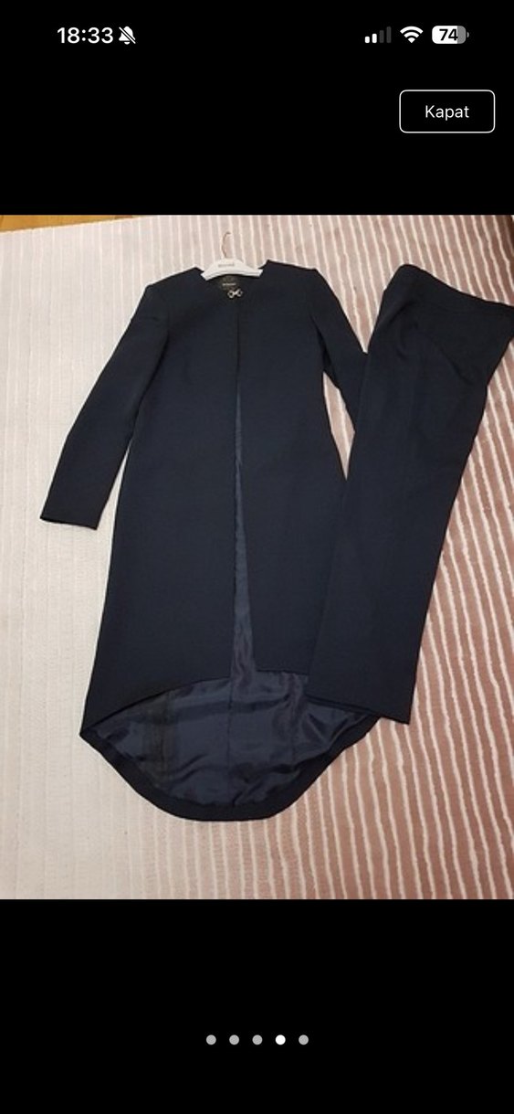 Kadın Lacivert Uzun Kesim Takım Elbise - Görsel 2